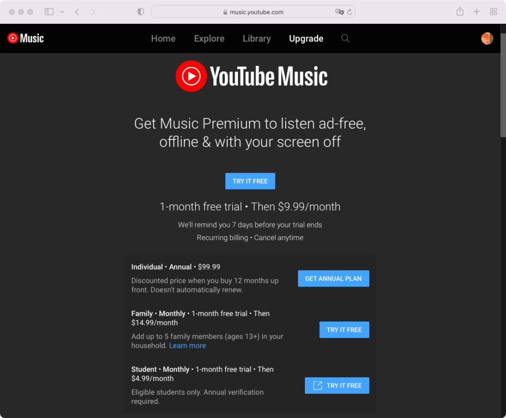 YouTube Music Premium - access to millions of songs ad-free, with offline playback and background play
Access to Google Play Music - listen to music from a vast library and discover new tracks